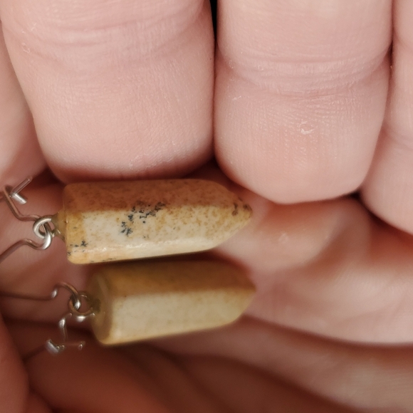New Handmade Picture Jasper Pendulum Earrings. - Picture 2 of 6